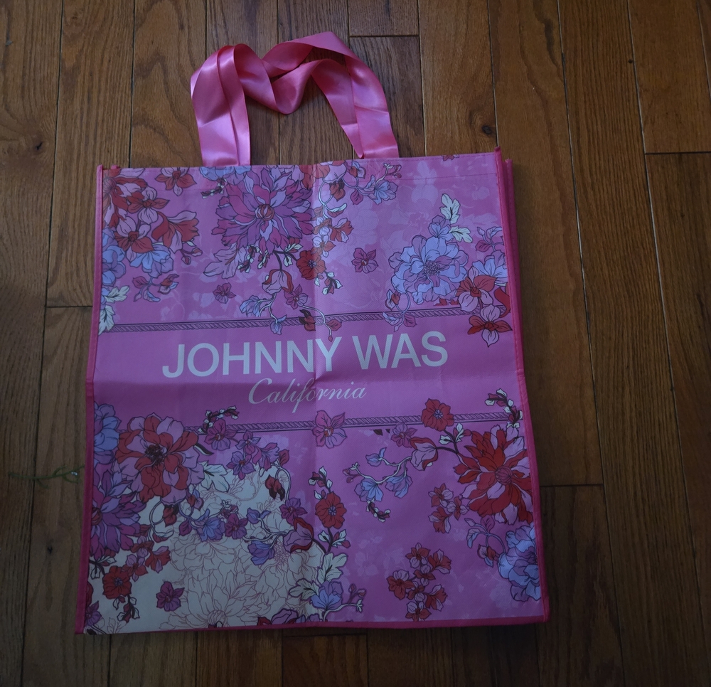 Johnny Was Pink Floral Reusable Tote with Satin Handles